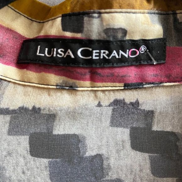 Luisa Cerano 100% Silk colour block checkered blouse Sz 6 - Picture 7 of 11